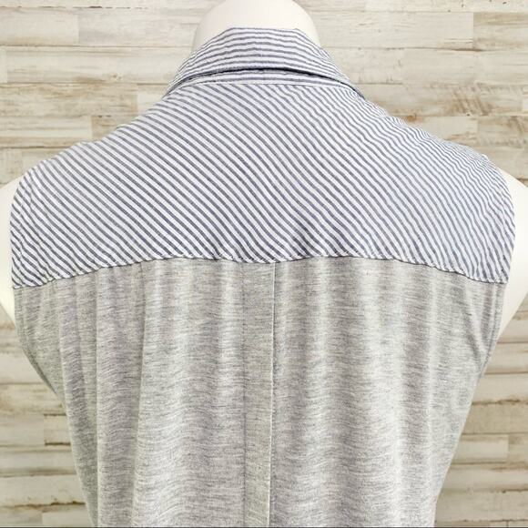 Anthro Drew Striped Top Womens Size S Blue Gray Crinkle Front Knit Back - Picture 9 of 15